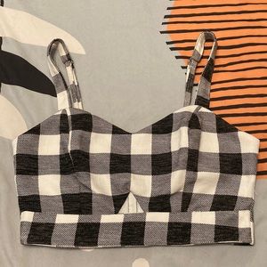 Gingham crop top with underbust keyhole and zip up back